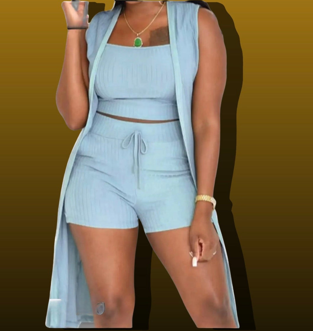 3 piece short set